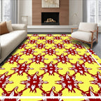 Crimson Sunburst Lattice Yellow Rug
