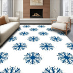 Classic Blue Snowflake Repeat Rug