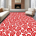 Crimson Swirl Abstract Organic Forms Rug