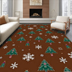 Green Forest Snowflake Christmas Elements Rug