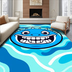 Blue Monster Whimsical Wave Face Rug