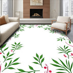 Green Leafy Berries Border Rug