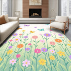 Whimsical Butterfly Garden Floral Meadow Rug