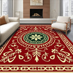 Deep Red Floral Centerpiece Medallion Rug
