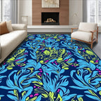 Vibrant Blue Green Floral Swirl Rug