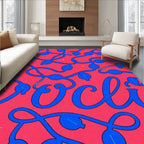 Crimson Blue Lights Script Rug