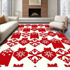 Red Geometric Snowflake Ornament Medallion Rug