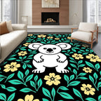 Cute Koala Yellow Flower Foliage Rug