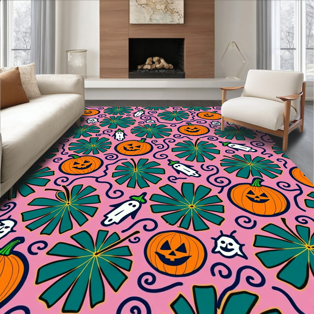 Whimsical Jack O Lantern Ghost Garden Rug