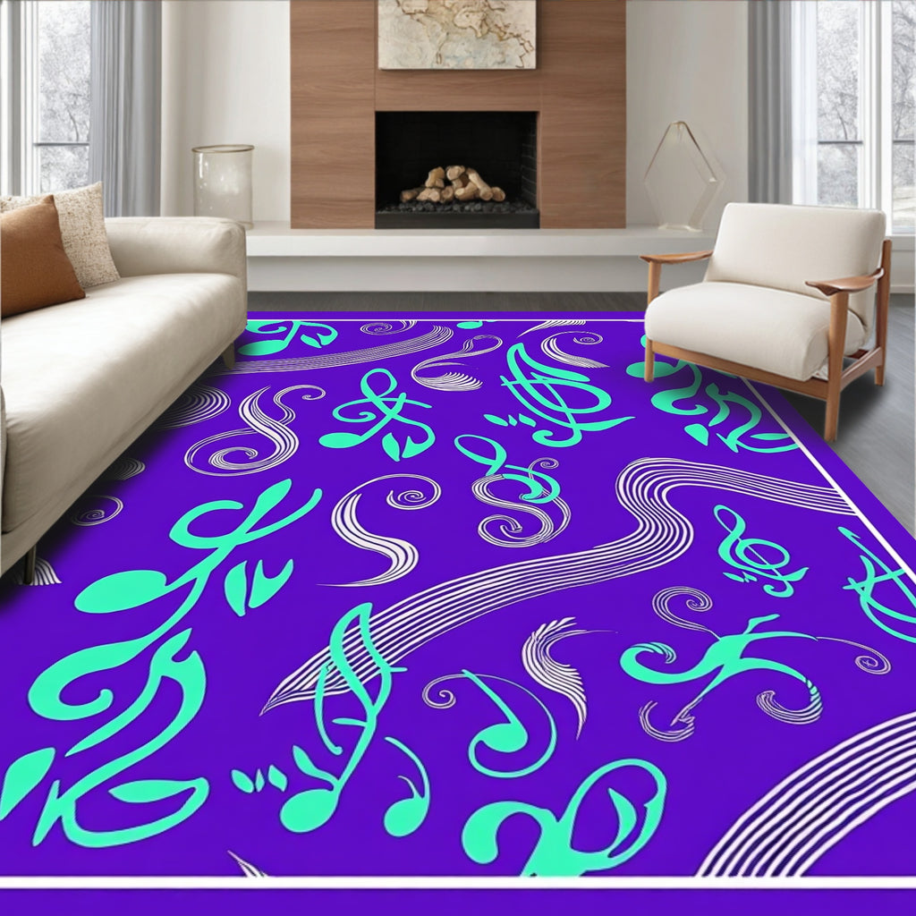 Vibrant Purple Treble Clef Flow Rug