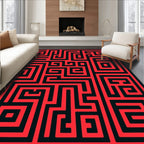 Bold Red Maze Rectangular Rug