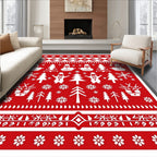 Whimsical Red Snowman Forest Rug