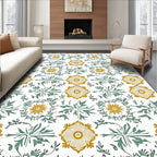 Gilded Teal Floral Garland Medallion Rug
