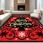 Crimson Christmas Tree Snowflakes Medallion Rug