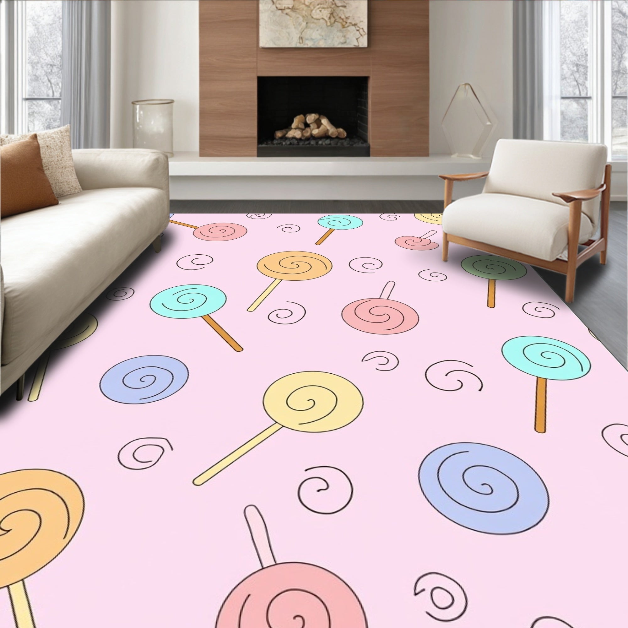 Pastel Lollipop Swirl Repeat Rug