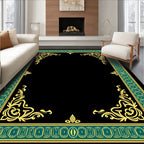 Emerald and Gold Ornate Border Rug