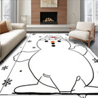 Charming Snowman With Snowflakes Collection Rug