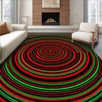 Psychedelic Red Green Concentric Circles Rug