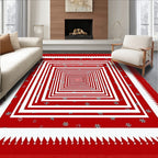 Crimson White Nested Squares Floral Rug