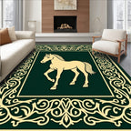 Elegant Cream Horse Ornate Border Rug