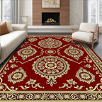 Rich Crimson and Gold Floral Medallion Rug
