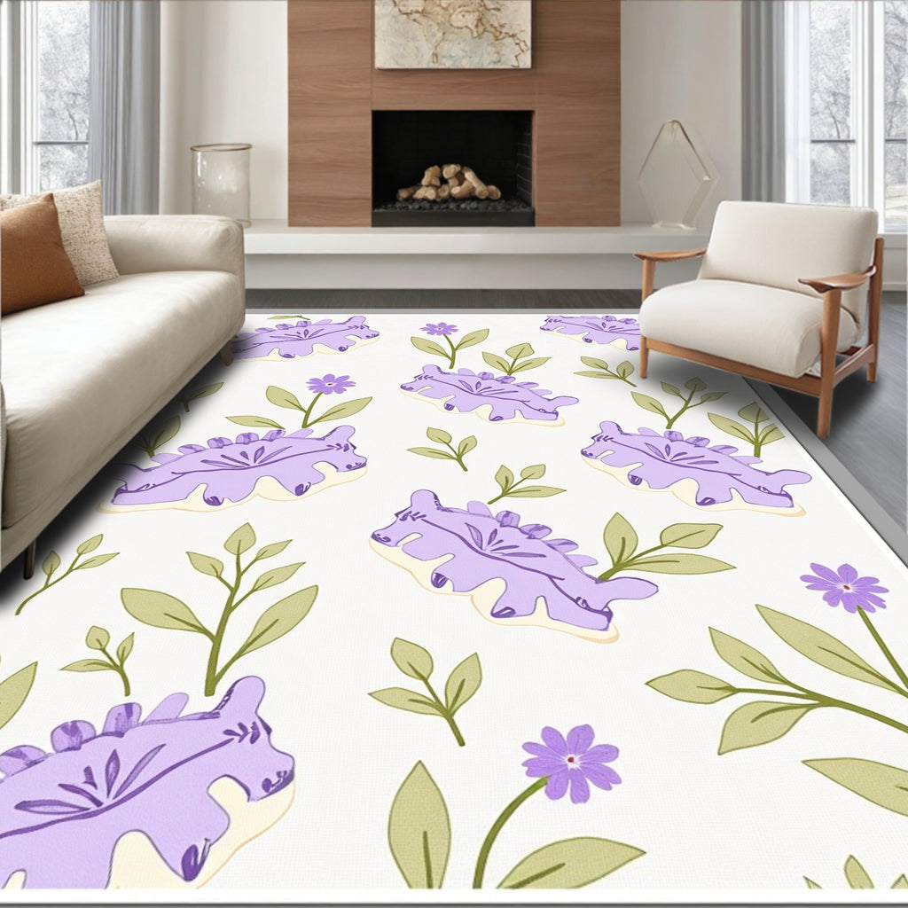 Purple Dino With Green Accents Rug