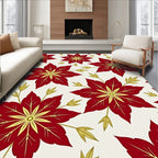 Crimson Gold Floral Bloom Layout Rug