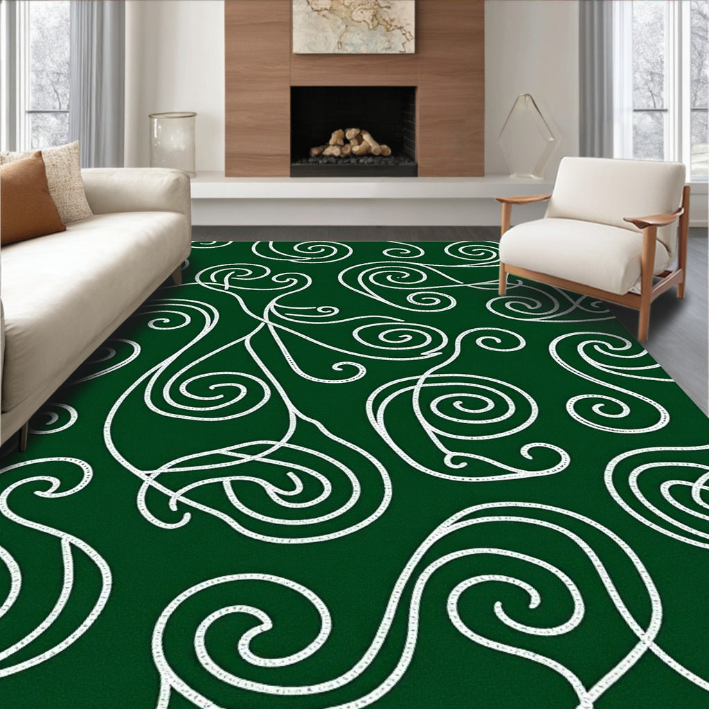 Emerald Swirls Organic Vine Rug