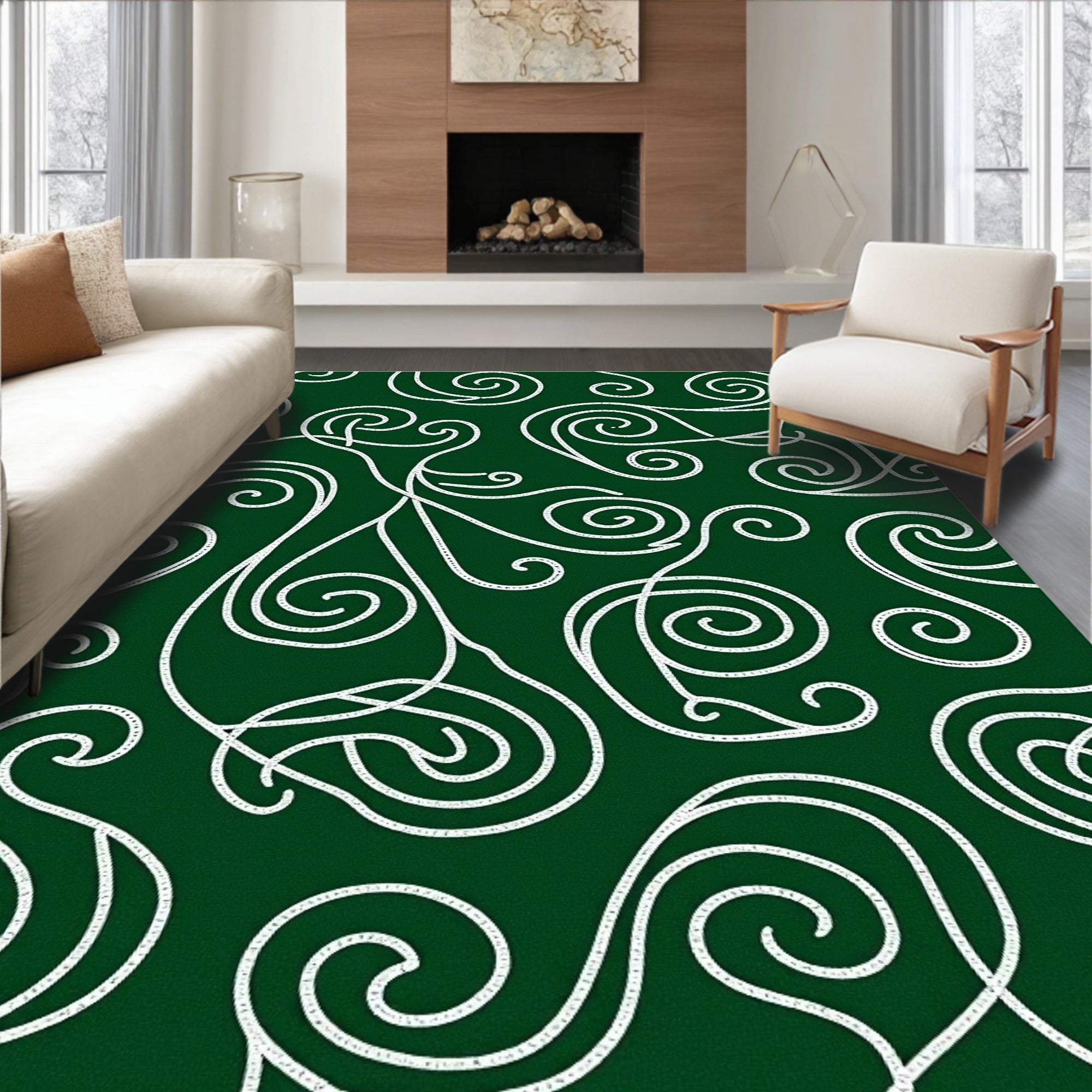 Emerald Swirls Organic Vine Rug