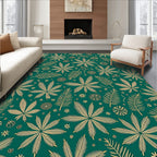 Emerald Green Palm Frond Collage Rug