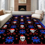 Black Red Santa Skull Blue Snowflake Rug