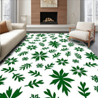 Deep Forest Green Botanical Collage Rug