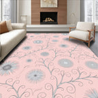 Soft Pink Floral Vine Medallion Rug