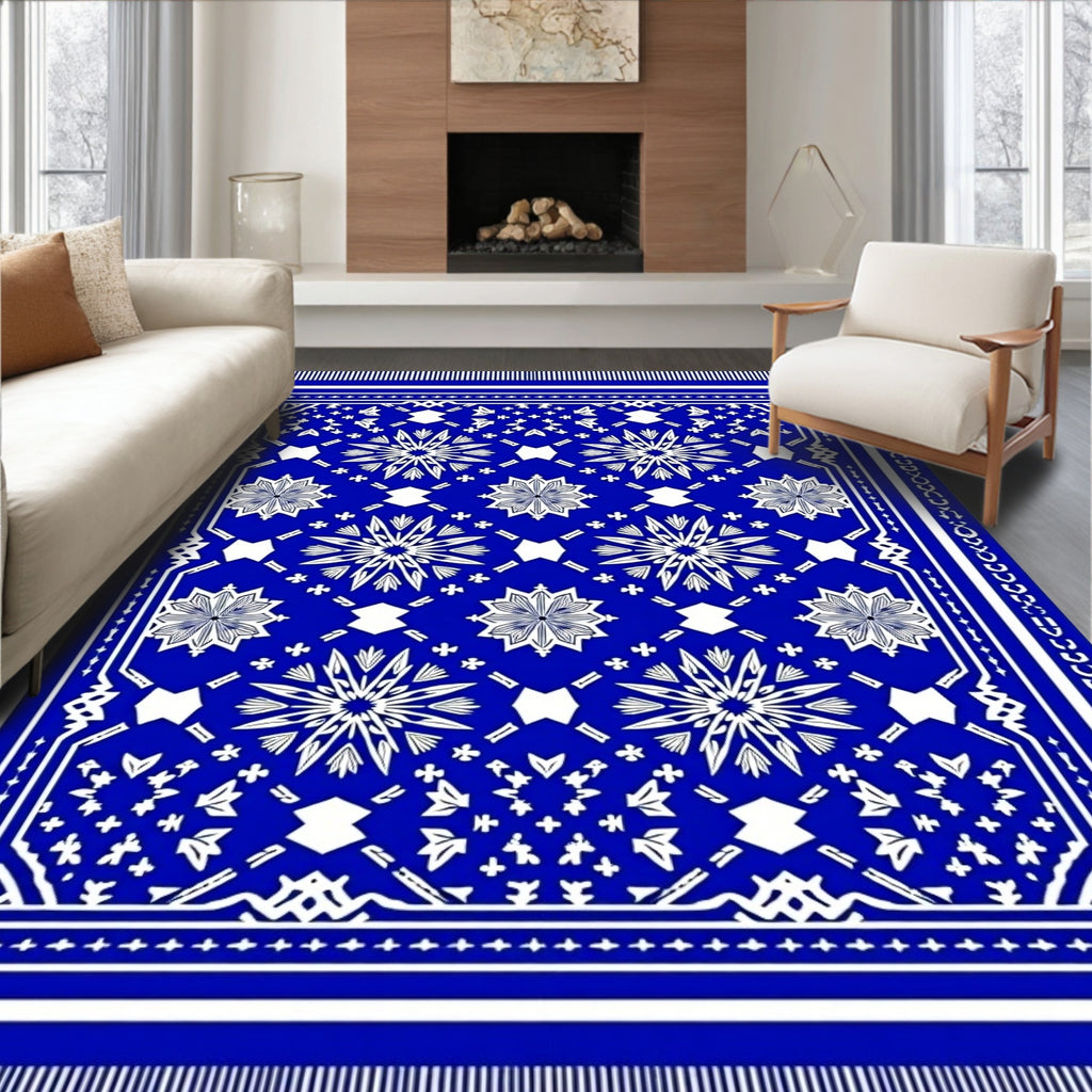 Bold Royal Blue Radial Starburst Rug