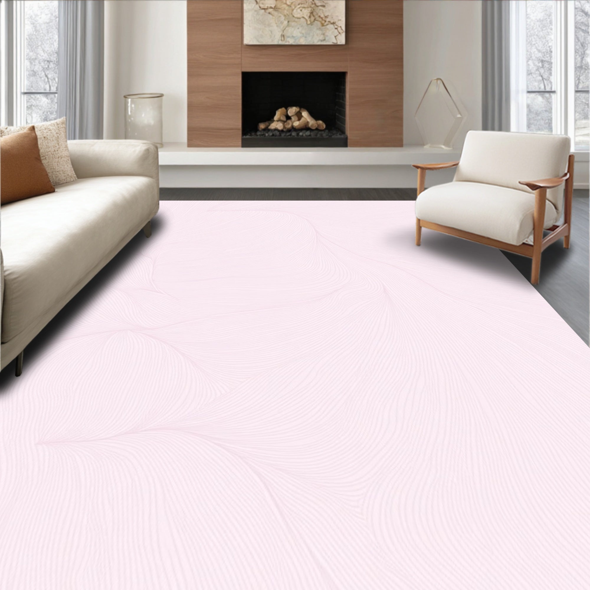 Minimalist Rose Whisper Organic Lines Rug