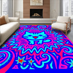 Vibrant Turquoise Cat Pink Explosion Rug