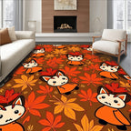 Cute Autumn Fox Leafy Meadow Rug