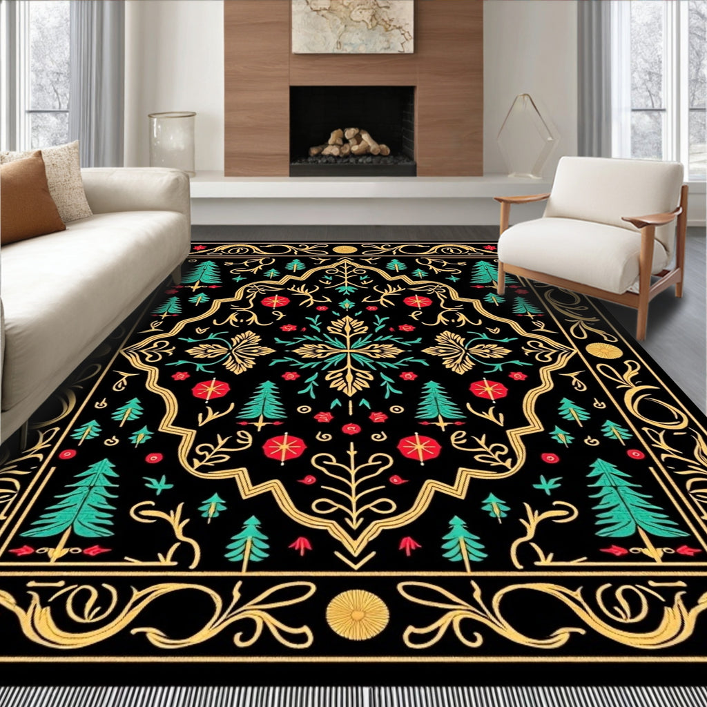 Black Forest Tree Floral Medallion Rug