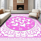 Pink Butterfly Garden Oval Rug
