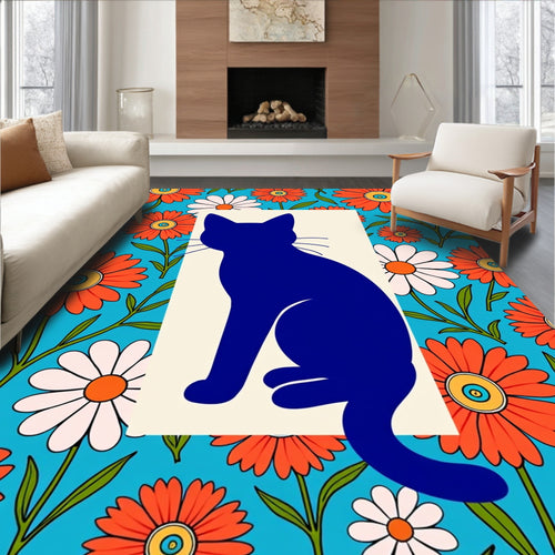 Blue Cat Groovy Floral Field Rug