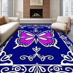 Bright Fuchsia Butterfly Ornamental Tile Rug