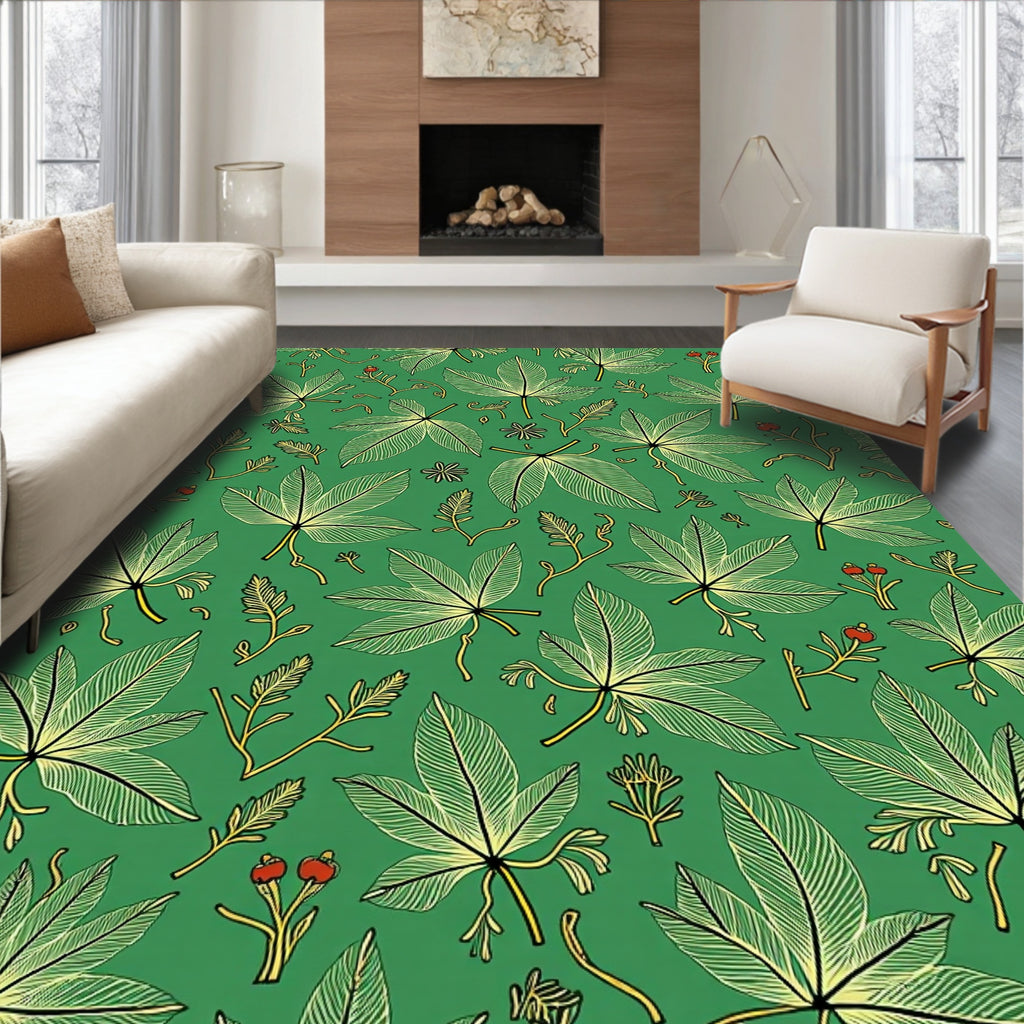 Emerald Green Leafy Branch Bounty Rug