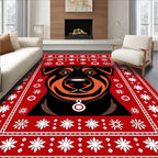 Red Black Orange Dog Snowflakes Collar Rug