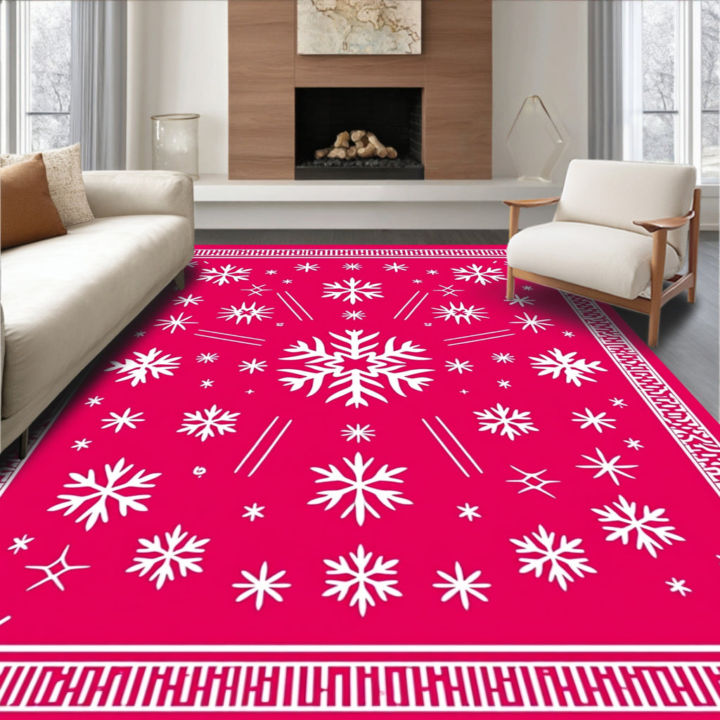 Pink Snowflake Winter Wonderland Scatters Rug