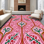 Pink Floral Tree Vines Rug