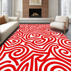 Bold Red Swirling Lines Rug