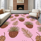 Pink Tropical Palm Leaves Rug