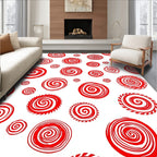 Bold Red Swirl Circles Collection Rug