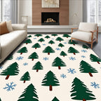 Festive Forest Trees Snowflakes Rug