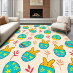 Aqua Yellow Bunny Eggs Foliage Rug